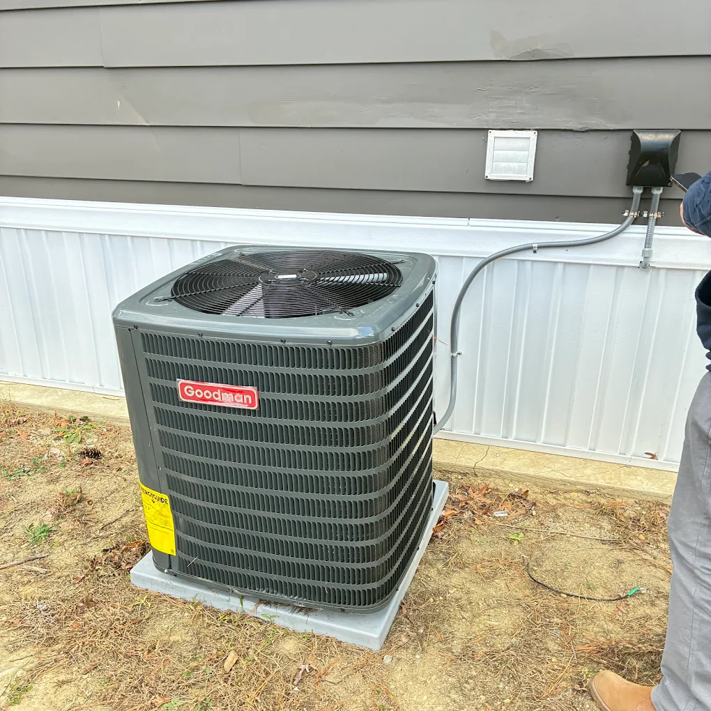 Outdoor HVAC condenser installation